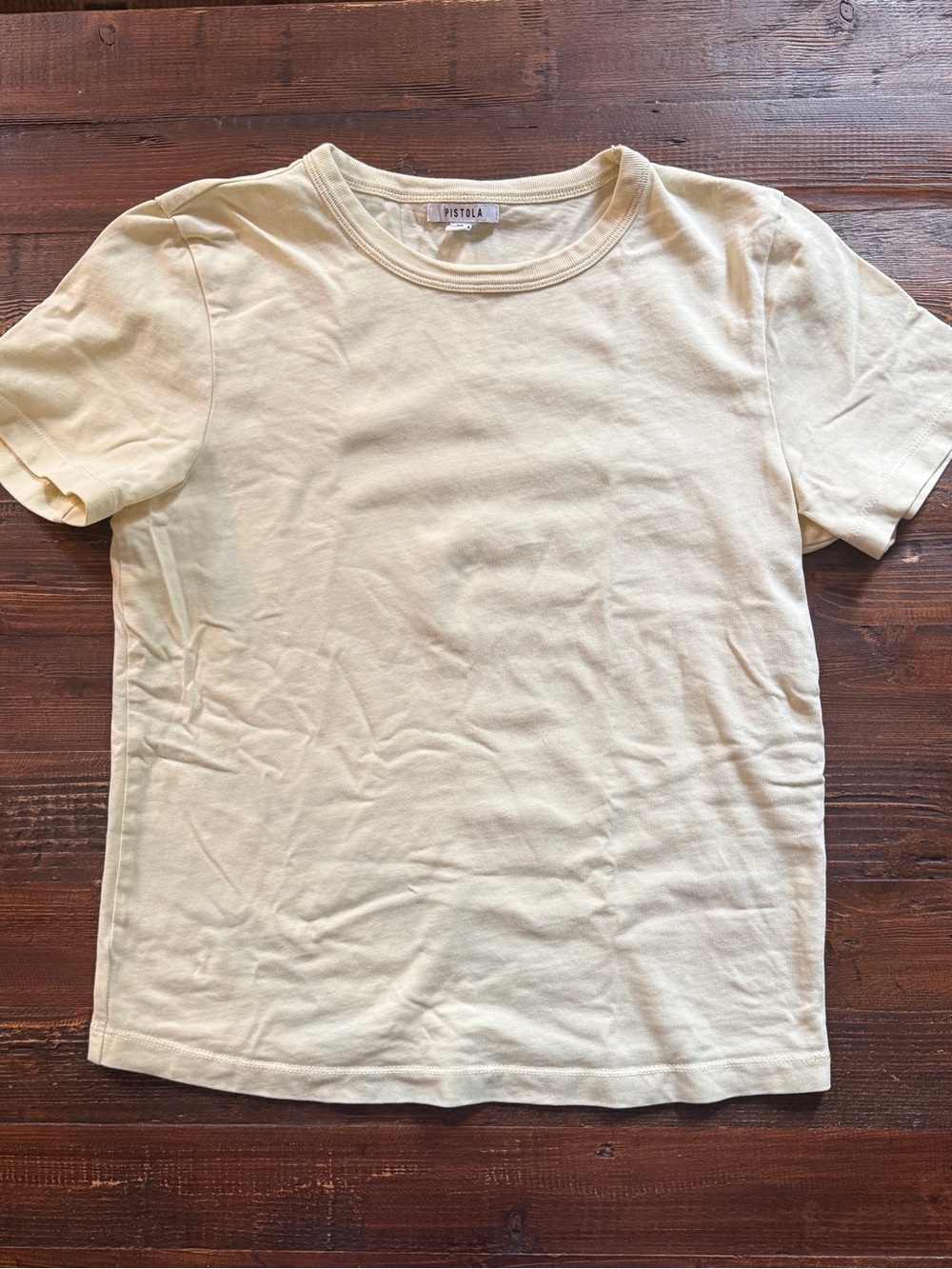 pistola Pale Yellow Short Sleeve Crewneck Tee Sz XS